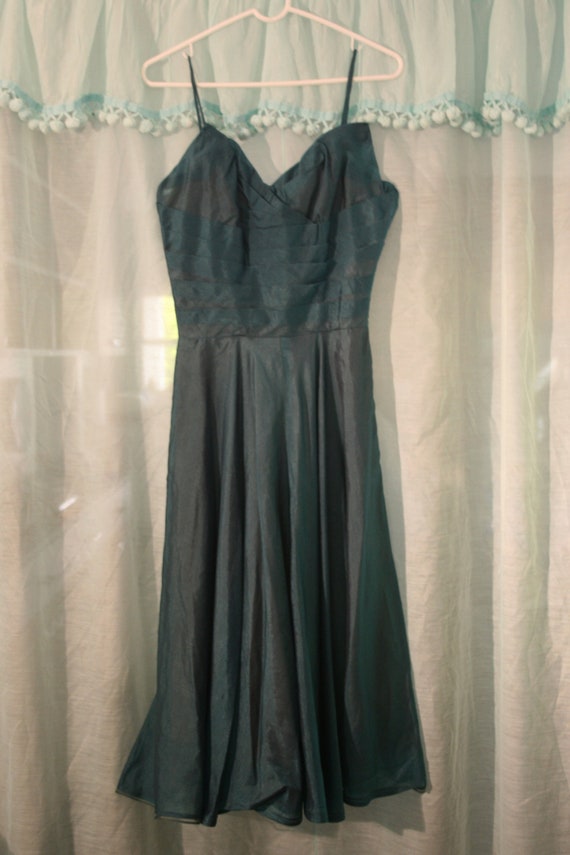 Cornflower blue vintage 1950's taffeta dress ball… - image 1