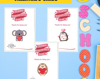 Printable Valentine's Day Cards for Kids | DIY School Exchange (Digital Download)