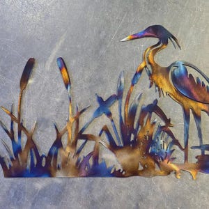 Blue Heron #2 Metal Art (12") | Custom Metal Sign or Plaque | Nautical Outdoor Sign | Blue Crab Decor | Beach House Decor | Handmade in USA