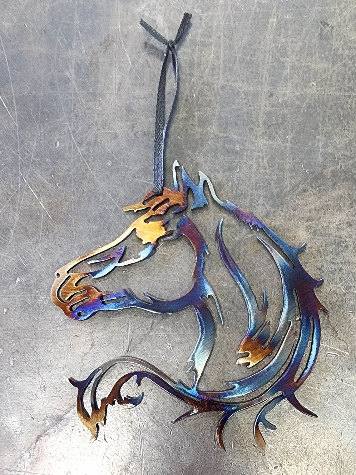 Horse Metal Ornament Equestrian Tree Decor Stallion Charm image 1