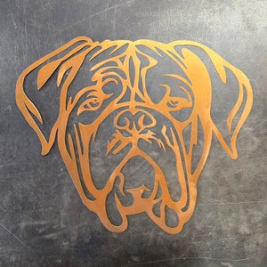 Arte em metal Dogue de Bordeaux (8") | Decoração de parede ou presente personalizado para cães | Decoração para casa para amantes de animais de estimação | Feito à mão nos EUA