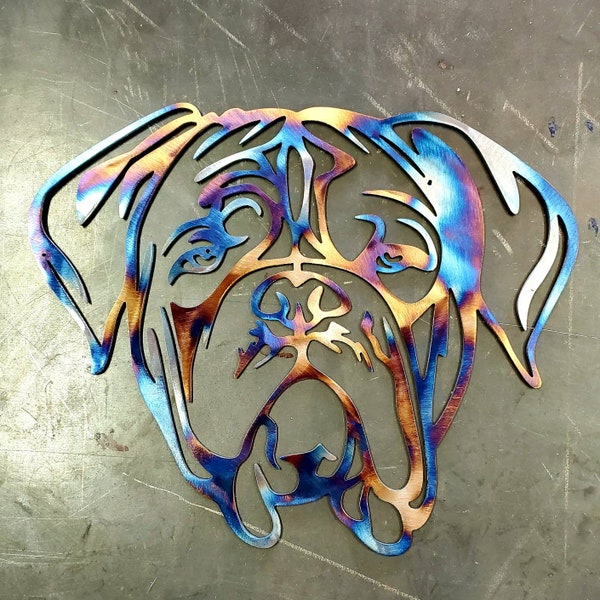 8" Dogue de Bordeaux Metal Art ( Wall Hanger - France Art mural (fr) Décoration d’accueil (en anglais) Salon de séjour (en anglais) Entrée d’entrée Couloir de couloir Portrait