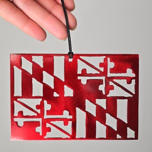 Maryland Flag Metal Art Ornament | Custom Metal Ornament | Christmas Tree Decoration | Keepsake Gift | Handmade in USA