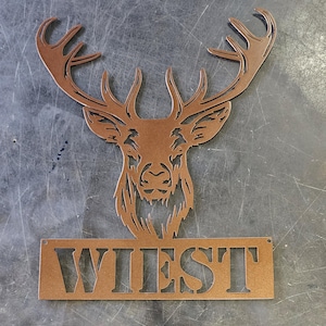 Deer Metal Art, Personalized (Standard, 12&quot;) | Wall Art | Home Decor | Man Cave | Deer Sign | Hunting Lover | Outdoor Sign | Handmade in USA