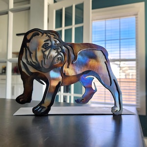 Bulldog #1 Metal Art, Freestanding (8&quot;) | Custom Dog Wall Decor or Gift | Pet Lover Home Accent | Handmade in USA