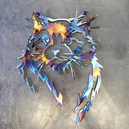 Metal Wall Art Geometric Cat Interior Decoration Home Decor Etsy