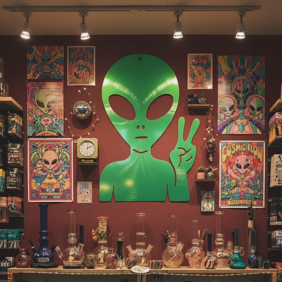 Alien "peace" Metal Art | Metal Wall Art | Outer Space Decor for ...