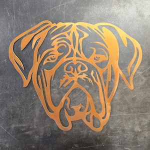 Dogo de Burdeos, arte en metal (30 cm) / Decoración de pared o regalo personalizado / Decoración para el hogar para amantes de las mascotas / Hecho a mano en EE. UU.