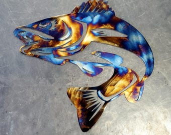 Walleye Metal Art (12") | Metal Wall Art | Fishing Decor for Cabin or Man Cave | Gift for Fishermen | Handmade in USA