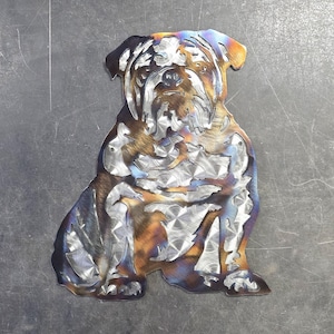 Bulldog #5 Metal Art (with backing, 8&quot;) | Custom Dog Wall Decor or Gift | Pet Lover Home Accent | Handmade in USA