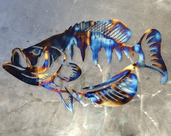 Crappie Metall Kunst (32 cm) | Metall Wand Kunst | Angeln Dekor für Kabine oder Männerhöhle | Geschenk für Fischer | Handgemacht in den USA