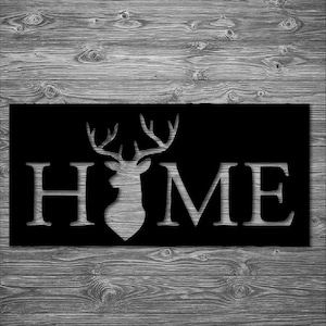 Deer &#39;Home&#39; Metal Art | Metal Wall Art | Home Decor | Deer Sign | Gift | Hunting Lover | Outdoor Sign | Handmade in USA
