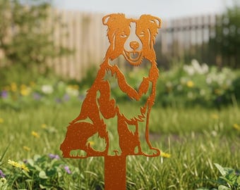 Figura de Border Collie n.° 2, arte metálico para jardín (30 cm) / Decoración para jardín o césped / Regalo personalizado para exteriores / Hecho a mano en EE. UU.