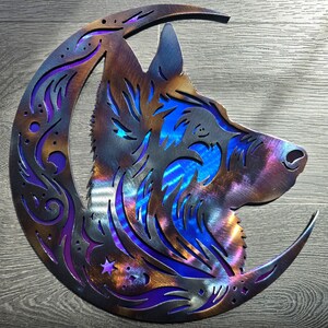 Belgian Malinois &#39;On The Moon&#39; Metal Art (with Backing, 12&quot;) | Custom Dog Wall Art | Night Sky Decor | Gift for Dog Lovers | Handmade in USA