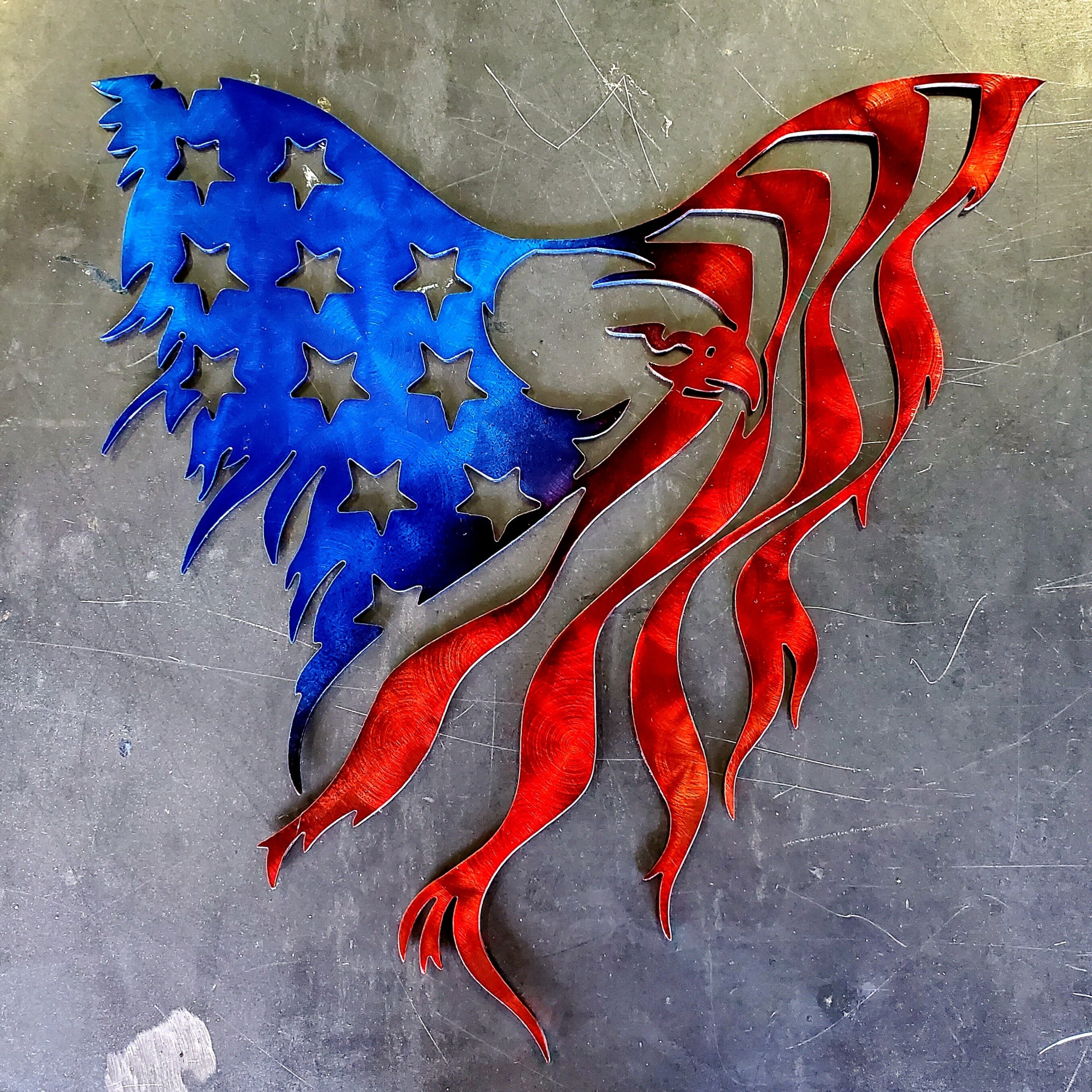 24 American Flag Eagle Metal Art Wall Hanger Home Etsy