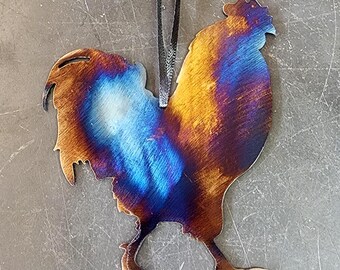 Rooster Metal Art Ornament | Custom Metal Ornament | Christmas Tree Decoration | Keepsake Gift | Handmade in USA