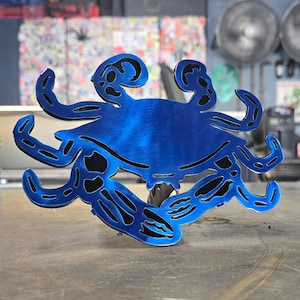 Blue Crab Hitch Cover | Custom Metal Trailer Hitch Insert for 2” Receiver | Truck Accessory Gift | USA Made
