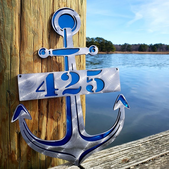 Custom Layered Anchor Metal Art Front Door Hanger House Numbers