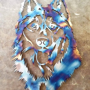 Art en métal Husky #1 (12 po.) | Décoration murale ou cadeau personnalisé pour chien | Décoration d&#39;intérieur pour amoureux des animaux de compagnie | Fait main aux États-Unis