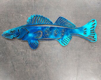 Walleye #2 Metal Art (12") | Metal Wall Art | Fishing Decor for Cabin or Man Cave | Gift for Fishermen | Handmade in USA