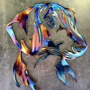 Arte de metal con diseño de perro salchicha (20 cm) / Decoración de pared o regalo personalizado / Decoración para el hogar para amantes de las mascotas / Hecho a mano en EE. UU.