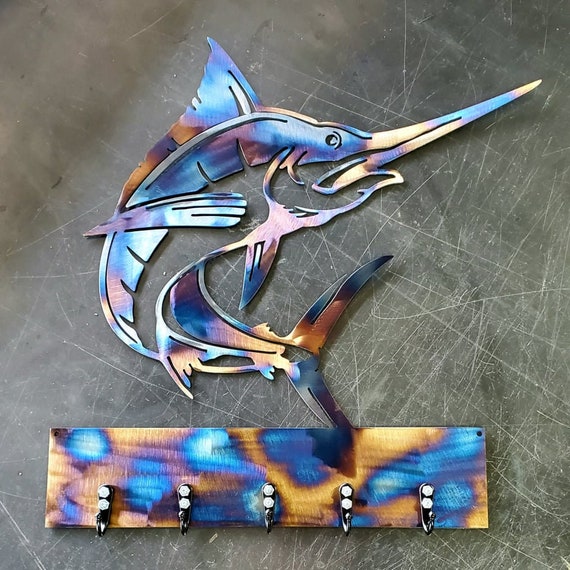 Custom Marlin Metal Art With Hooks Wall Art Home Decor Key Hanger Leash  Hanger Coat Hanger Entryway -  Canada