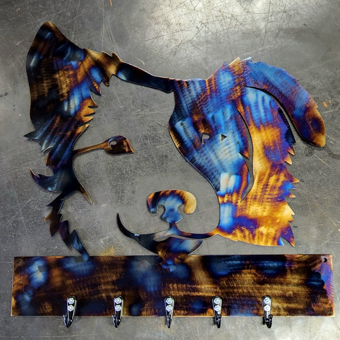 Border Collie Metal Art Hanger Handcrafted Key & Leash Organizer Dog
