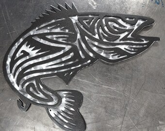 Walleye Tribal Metal Art (12") | Metal Wall Art | Fishing Decor for Cabin or Man Cave | Gift for Fishermen | Handmade in USA