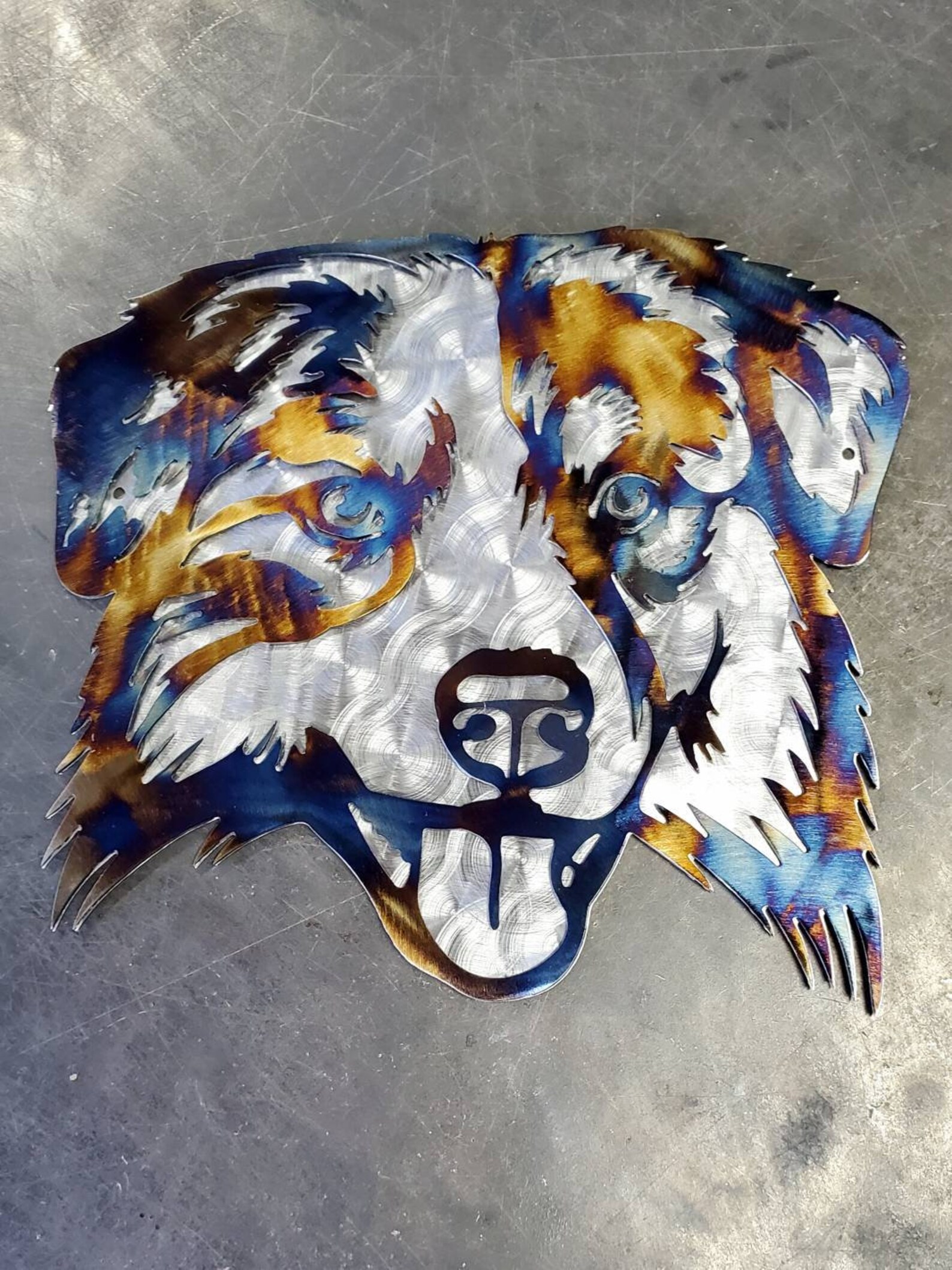 8 Layered Australian Shepherd Metal Art Wall Hanger Etsy