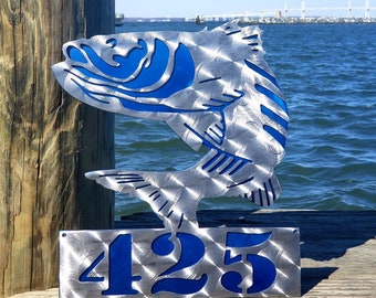 Custom Layered Rockfish Metal Art | Front Door Hanger | House Numbers | Home Decor | Nautical Decor | Fishing Decor | Beach House | Outdoor