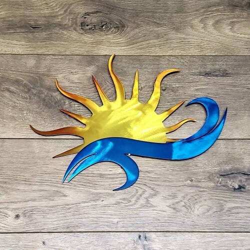 Layered Sun and Waves Metal Art Nautical Decor Beach House Etsy