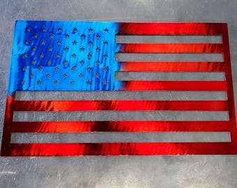 Amerikanische Flagge Metall Kunst | Vaterländische Wanddekoration | USA Wohndeko | Indoor/Outdoor Metallschild | Handgefertigt in den USA
