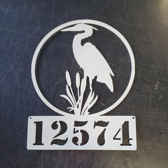 Blue Heron #1 Metal Art Address Sign (12