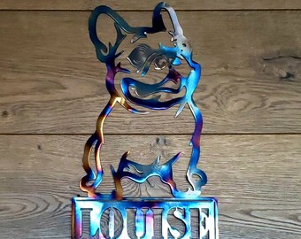 Custom French Bulldog House Number or Name Hanger | Metal Art | Wall Art | Home Decor | Outdoor Decor | Front Door | Frenchie