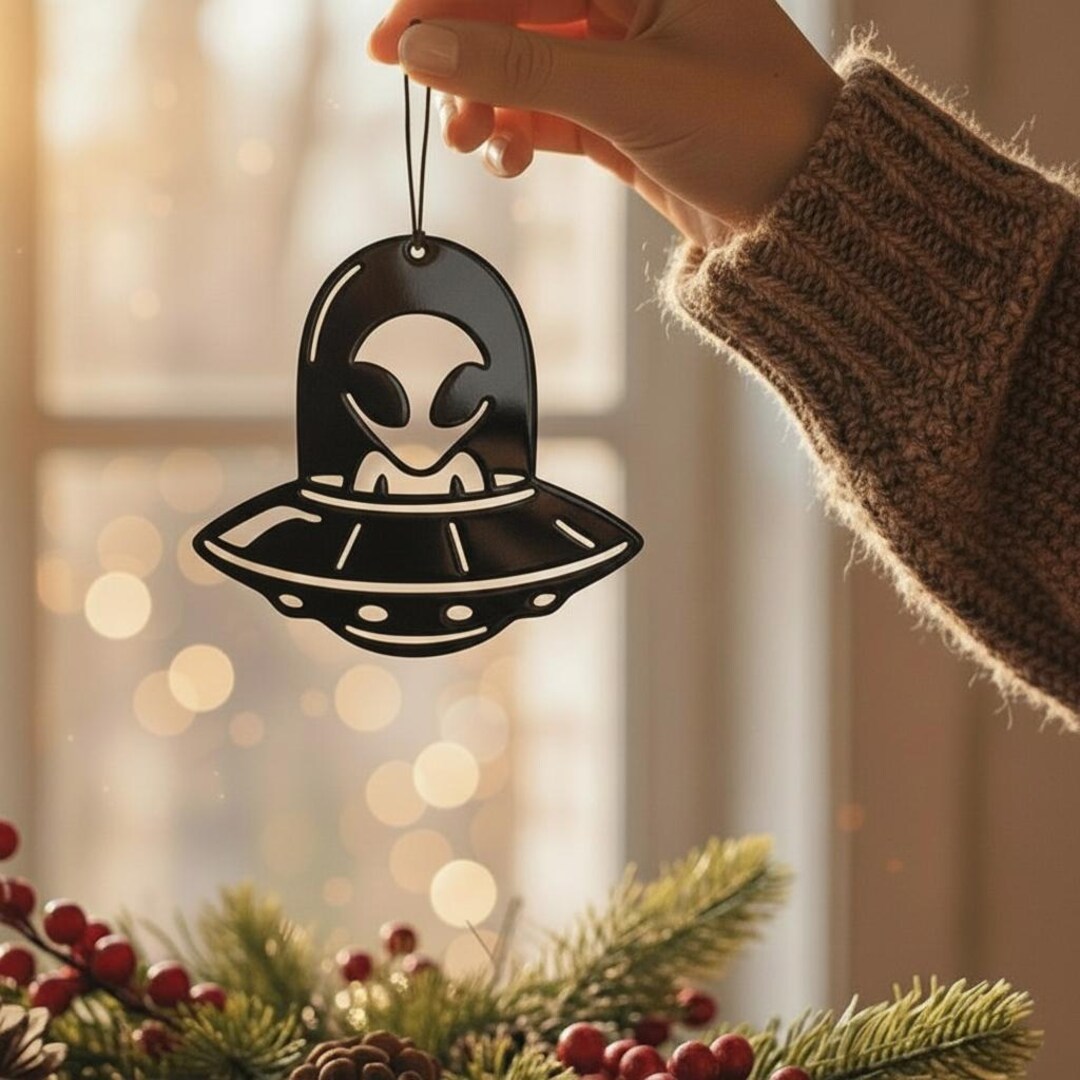 Alien UFO Metal Art Ornament | Custom Metal Ornament | Christmas Tree ...
