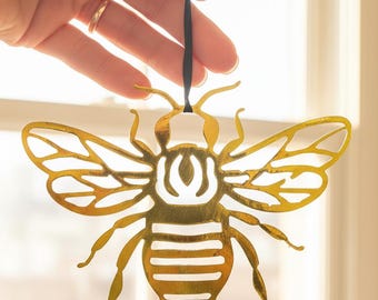Bee Metal Art Ornament | Custom Metal Ornament | Christmas Tree Decoration | Keepsake Gift | Handmade in USA