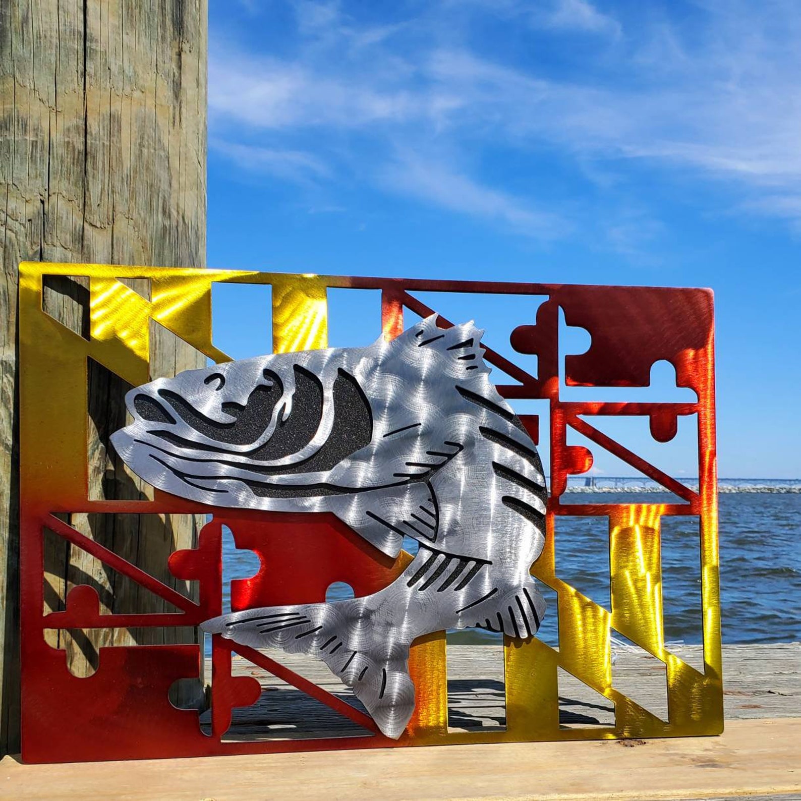 Custom Layered Rockfish Maryland Flag Metal Art Home Decor Etsy
