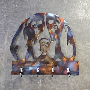 Coonhound Metal Art Key & Leash Hanger | Metal Wall Rack for Entryway or Mudroom | Pet Lover Gift | Handmade in USA