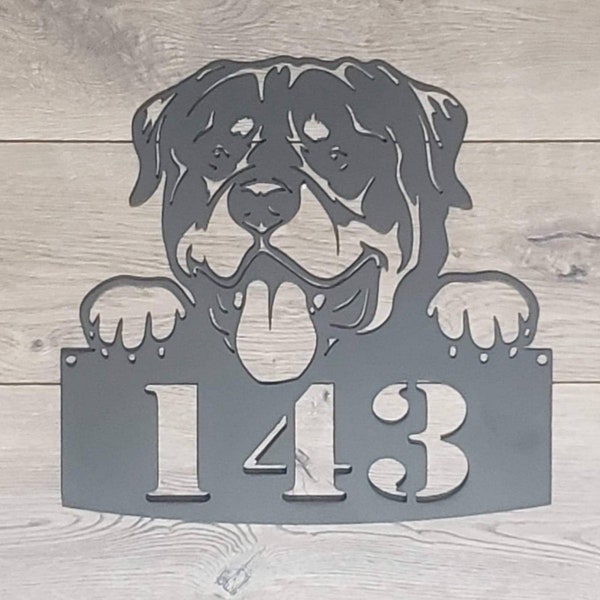 Custom Rottweiler House Number Hanger | Metal Art | Wall Art | Home Decor | Outdoor Decor | Front Door