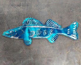 Walleye #2 Metal Art (12") | Metal Wall Art | Fishing Decor for Cabin or Man Cave | Gift for Fishermen | Handmade in USA