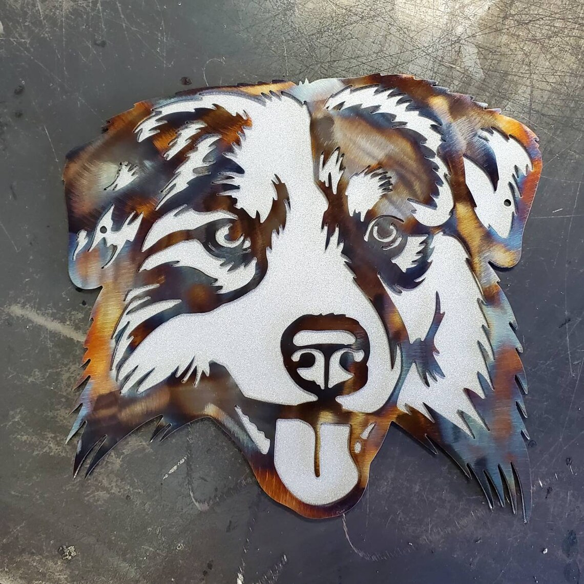 8 Layered Australian Shepherd Metal Art Wall Hanger Etsy