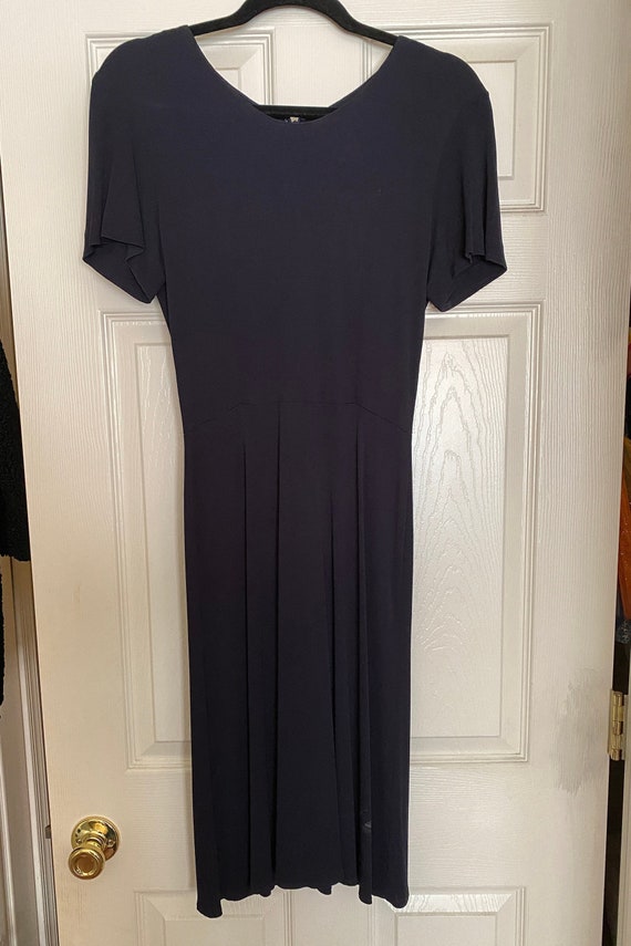 1970's VINTAGE JEAN MUIR | Navy Blue A-Line Dress