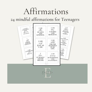 Afirmaciones para adolescentes - Descarga digital - Afirmaciones imprimibles - Recursos para adolescentes - Salud mental - Ansiedad - Habilidades de afrontamiento para niños