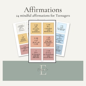 Affirmations for Teenagers - Digital Download - Printable Affirmations - Teenage Resources - Mental Health - Anxiety - Kids Coping Skills