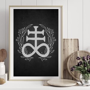 Rustic Leviathan Cross Wreath Print | INSTANT DOWNLOAD | Goth Farmhouse