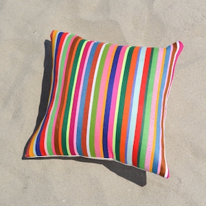 Color Therapy Pillow/Colorful Pillow/Modern Pillow Cover/Striped Pillow Cover/Square Pillow/Multi-Colored Pillow/Rainbow/LGBTQ Pillow image 1