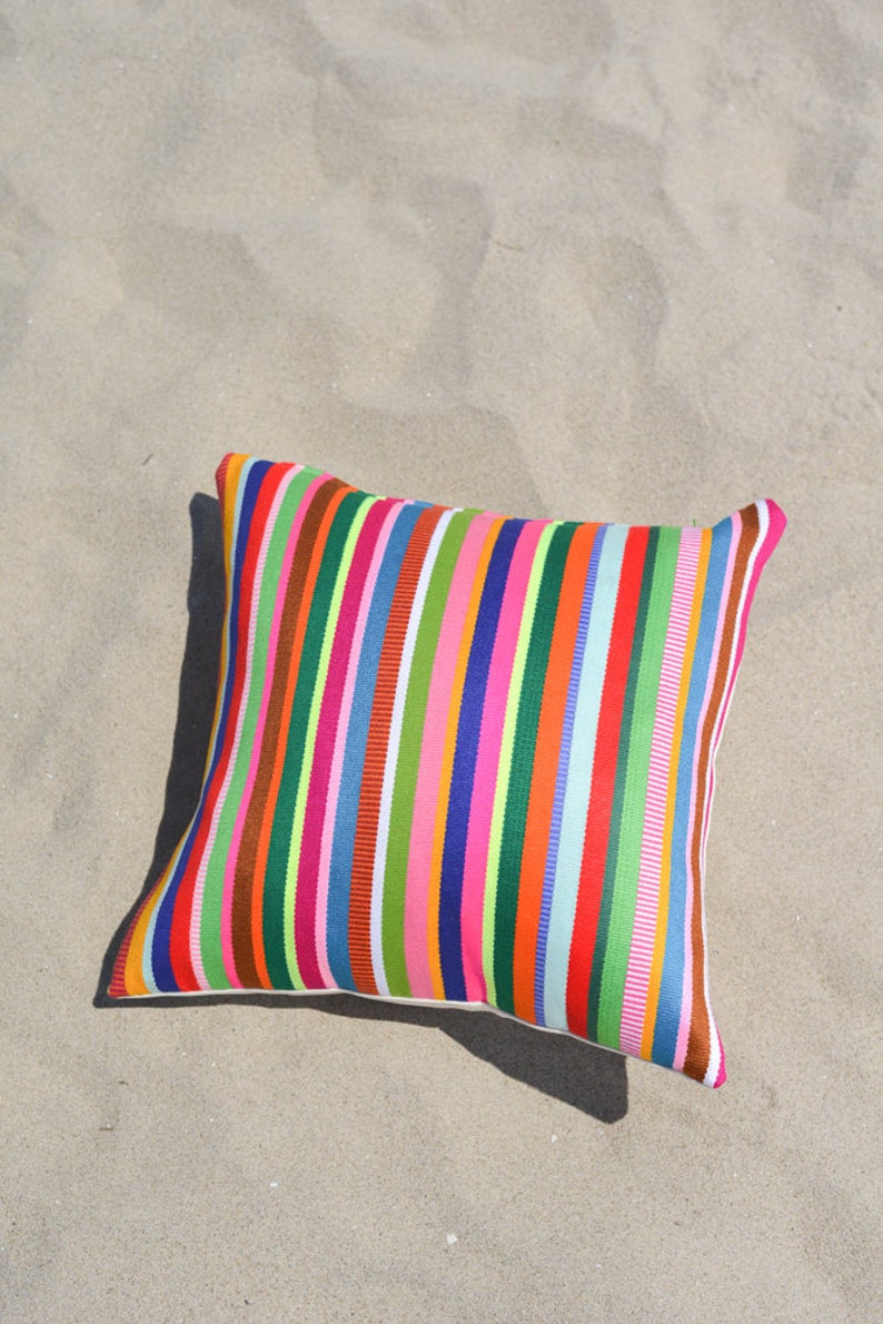 Color Therapy Pillow/Colorful Pillow/Modern Pillow Cover/Striped Pillow Cover/Square Pillow/Multi-Colored Pillow/Rainbow/LGBTQ Pillow image 1