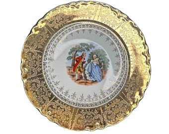 Vintage W.S. George Warrented VS 22k goud ingelegde salade/taartbord