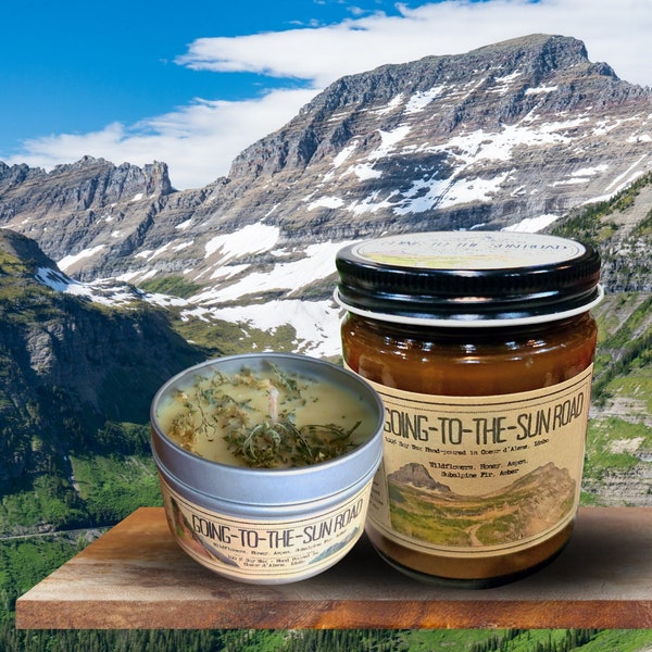 Going to the Sun Road | Glacier National Park | USA Made | Outdoorsy | Natural Soy Wax Candle  | Outdoor Enthusiast | Hiking Gift | Montana