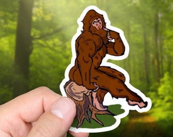 Sexy Sasquatch Sticker | Outdoorsy | USA Made | Bigfoot Gifts | Funny Stickers | Nature Stickers Waterproof | Squatch Decal | Hiking Gifts